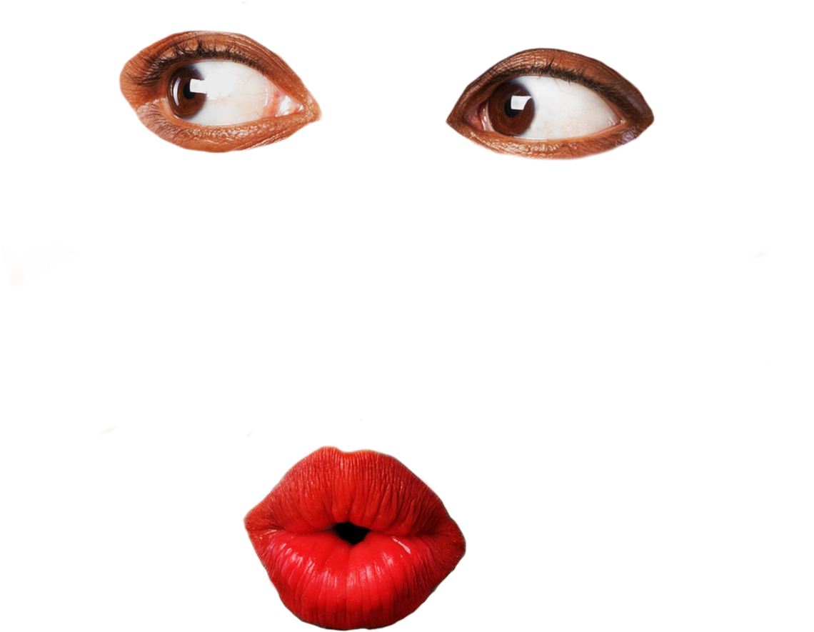 Pizza Art Collage.Female Eyes Mouth Pizza